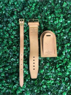 Louis Vuitton Vachetta Luggage Tag & Poignet Handle Strap Set Made in France